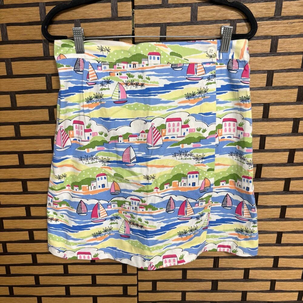 White Stag Blue And Pink Sailboat Print Skort Size Medium